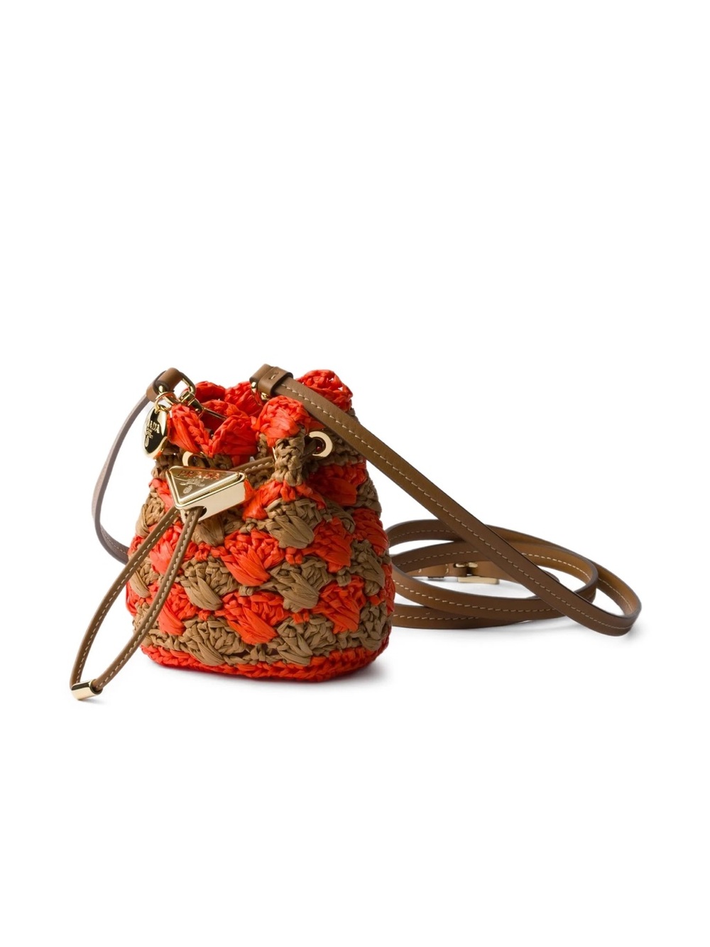 Prada Orange & Tan Crochet Mini Pouch
